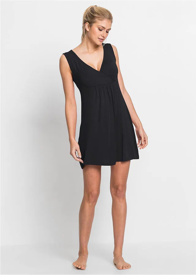 Camisón premamá de viscosa Negro