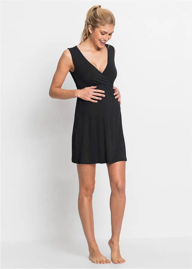 Camisón premamá de viscosa Negro