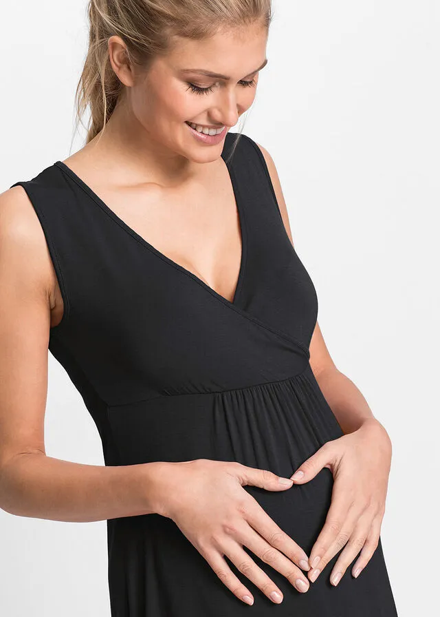 Camisón premamá de viscosa Negro