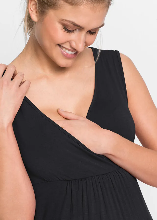 Camisón premamá de viscosa Negro