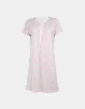 Camisón punto mujer manga corta con tapeta con botones estampado en corazones