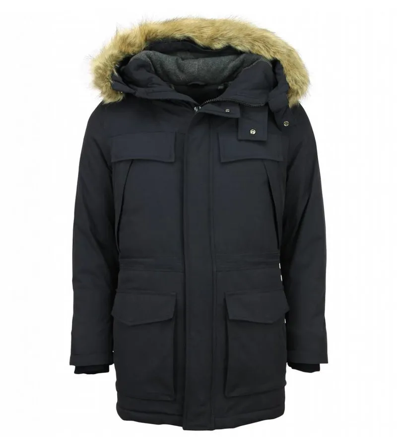 CAZADORAS HOMBRE   PARKA  HOMBRE  PARKA HOMBRE CAPUCHA PELO  AZUL