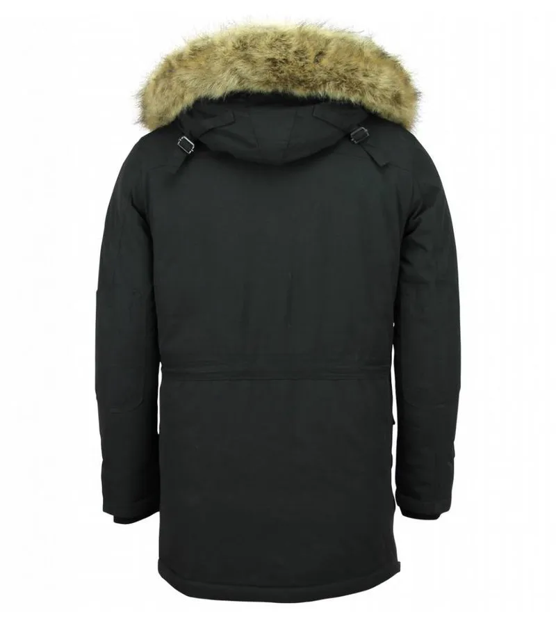 CAZADORAS HOMBRE   PARKA  HOMBRE  PARKA HOMBRE CAPUCHA PELO  NEGRO