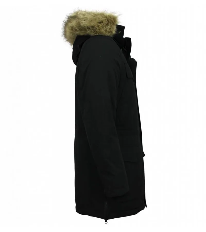 CAZADORAS HOMBRE   PARKA  HOMBRE  PARKA HOMBRE CAPUCHA PELO  NEGRO