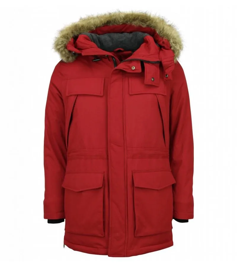 CAZADORAS HOMBRE   PARKA  HOMBRE  PARKA HOMBRE CAPUCHA PELO  ROJO