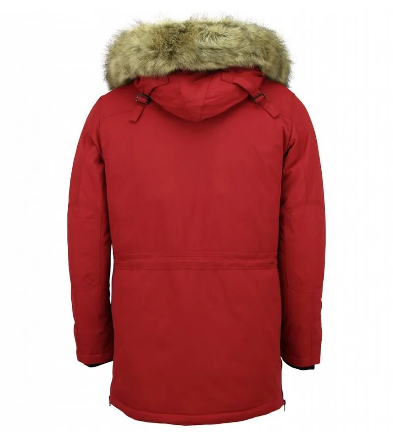 CAZADORAS HOMBRE   PARKA  HOMBRE  PARKA HOMBRE CAPUCHA PELO  ROJO