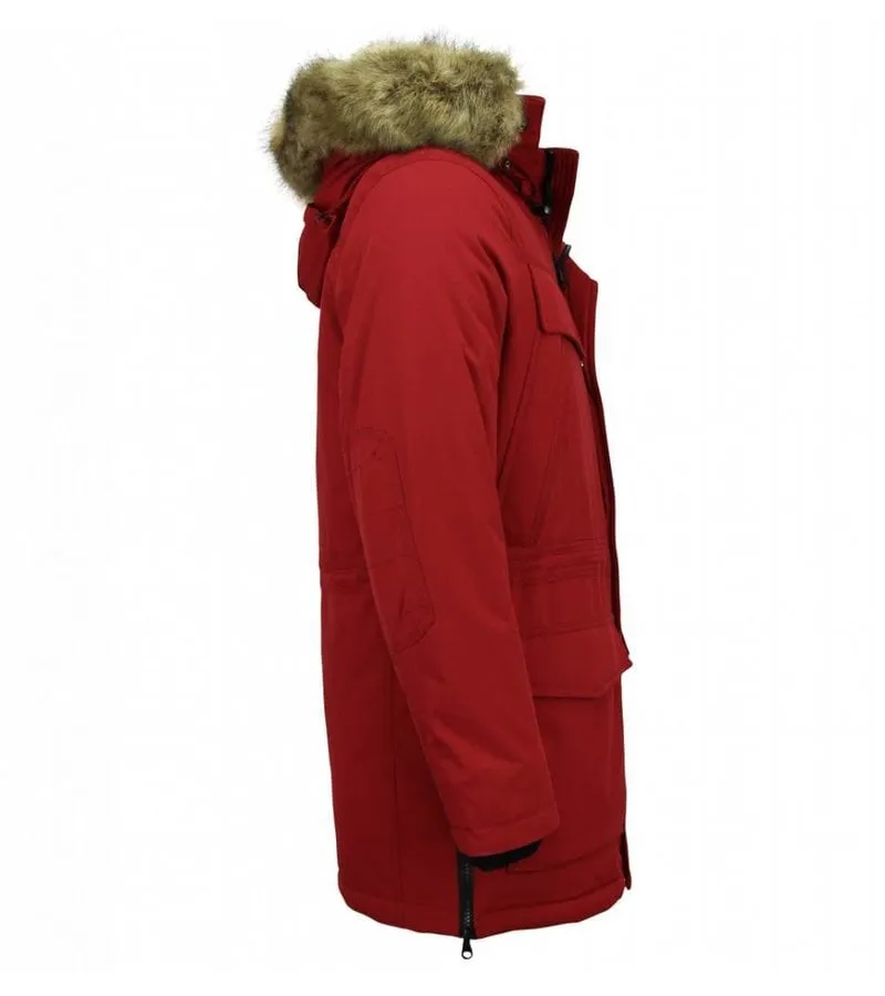 CAZADORAS HOMBRE   PARKA  HOMBRE  PARKA HOMBRE CAPUCHA PELO  ROJO