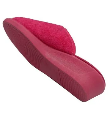 Chanclas de toalla mujer punta y talón flores Aguas nuevas en fuxia