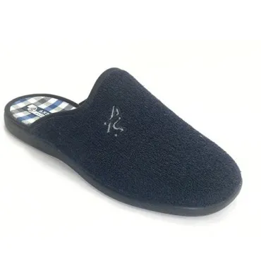Chanclas hombre de toalla punta cerrada con planta de cuadros Andinas en azul marino