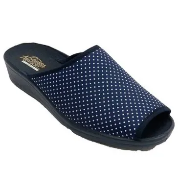 Chanclas mujer abiertas punta talón lunares Nevada en azul marino