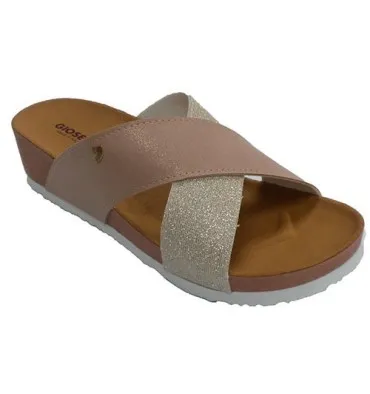 CHANCLAS MUJER DOS TIRAS CRUZADAS GIOSEPPON EN DORADO