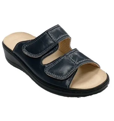 Chanclas mujer velcro dos tiras Lorena Mosso en azul marino