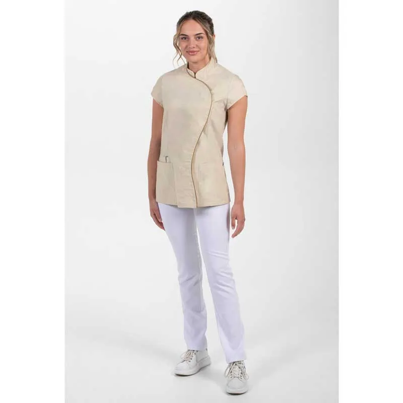 CHAQUETA BEIGE CUELLO MAO ONDA  DYNEKE