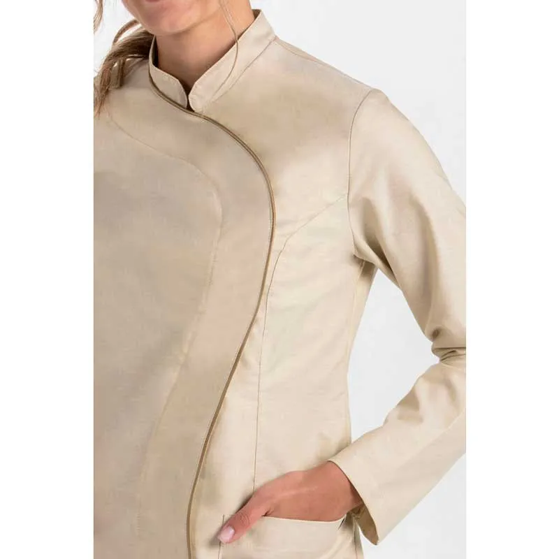 CHAQUETA BEIGE MANGA LARGA CUELLO MAO ONDA  DYNEKE
