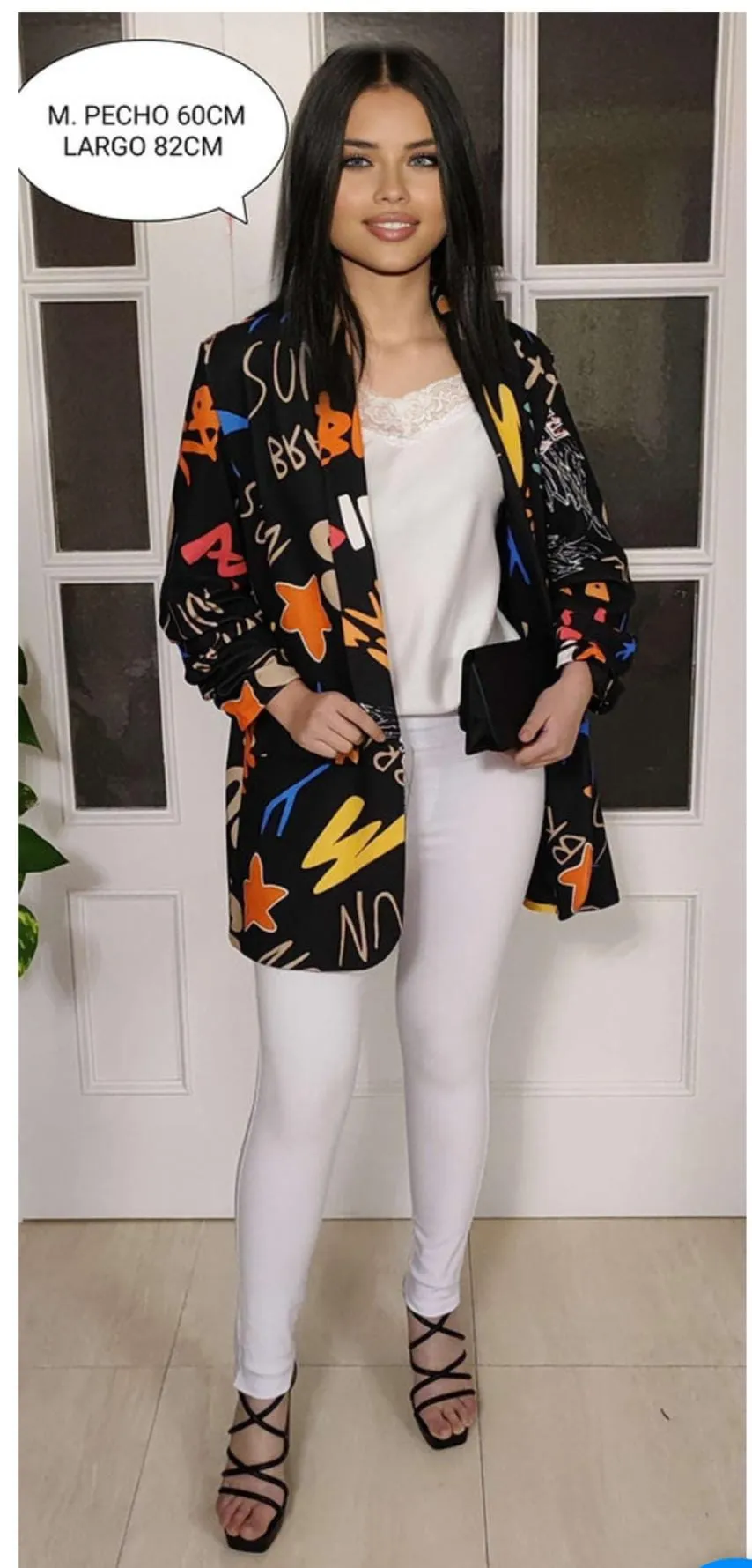 Chaqueta Blazer Estampada Mujer Talla Grande