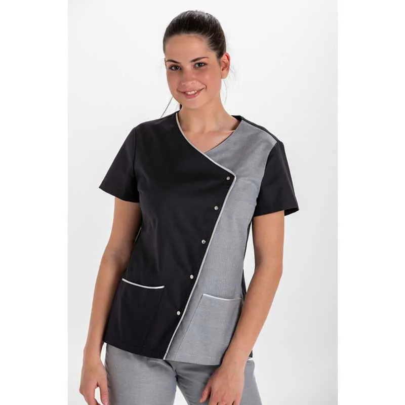 CHAQUETA CRUZADA BICOLOR NEGRA  DYNEKE