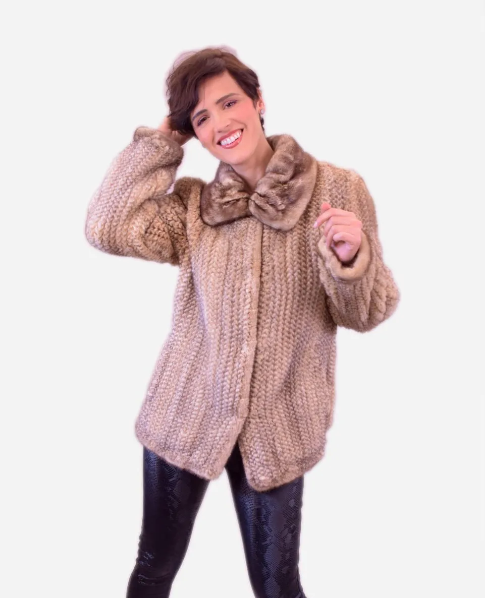 Chaqueta de mujer de pelo de visón tricotado