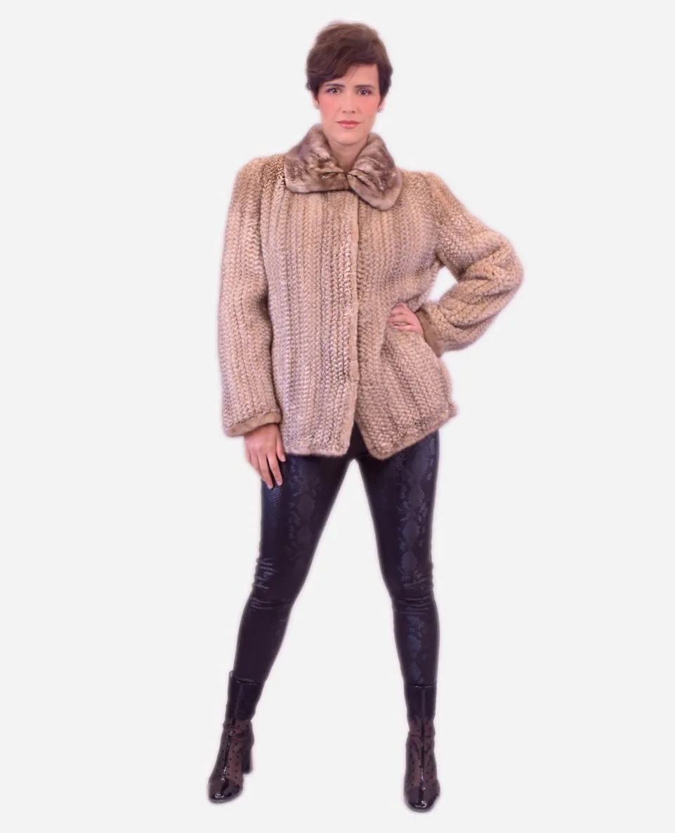 Chaqueta de mujer de pelo de visón tricotado