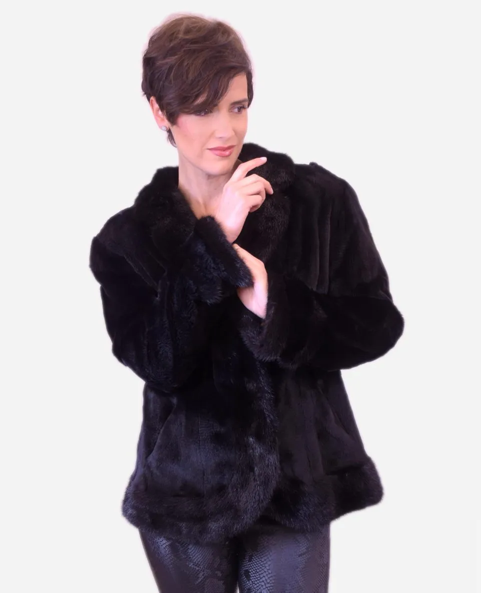 Chaqueta de mujer de pelo de Weasel despinzado