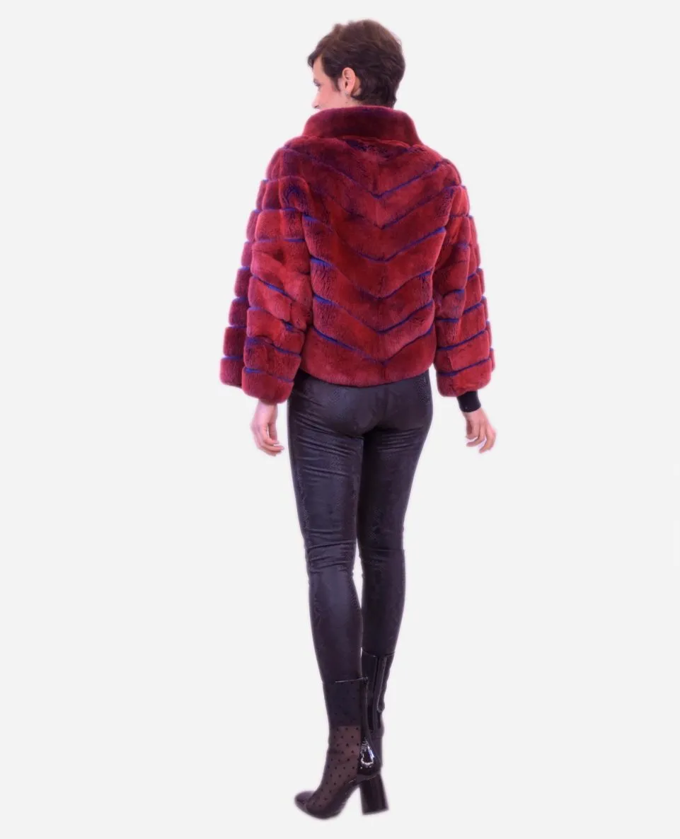 Chaqueta de mujer de pelo rex con cuello barco