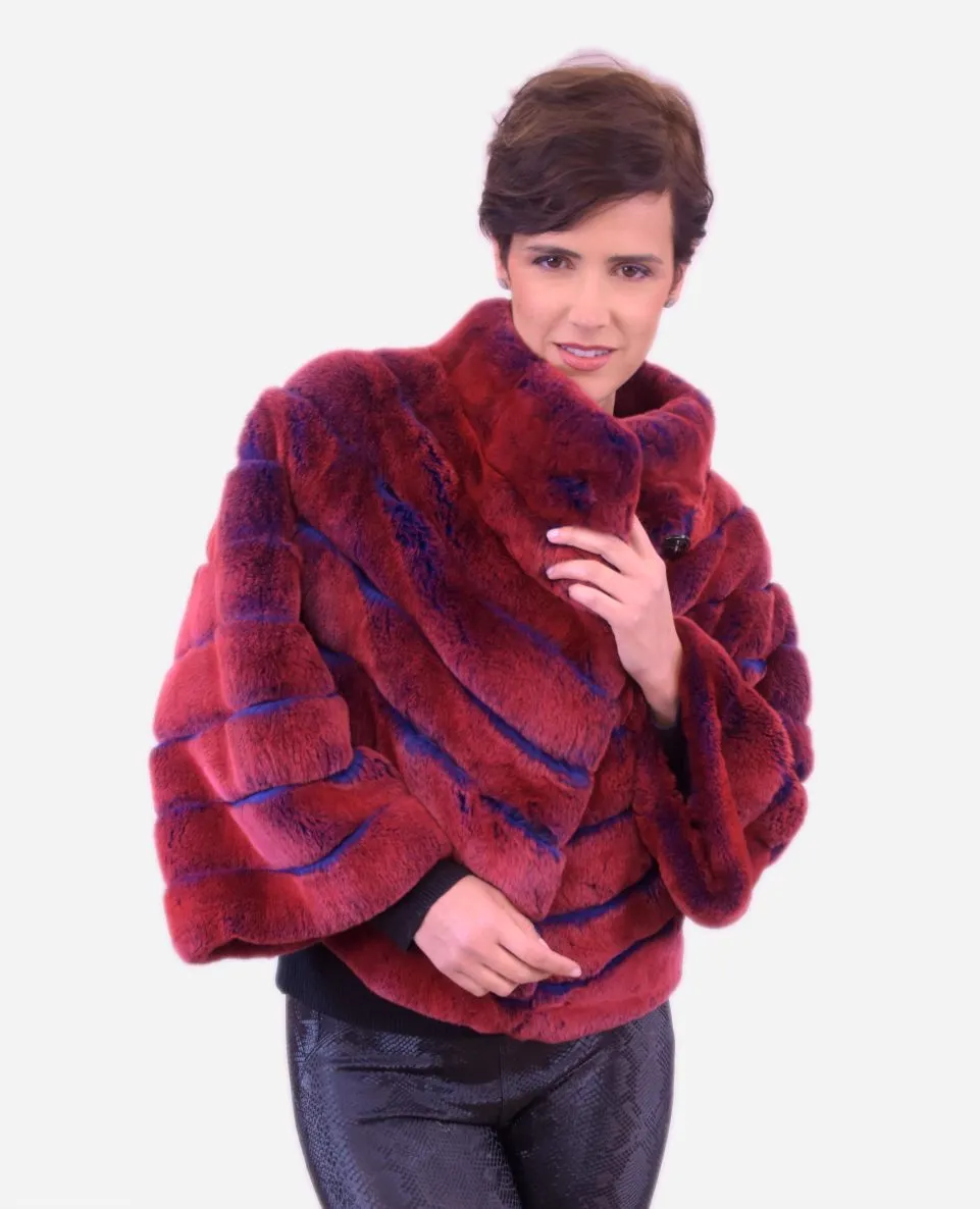 Chaqueta de mujer de pelo rex con cuello barco