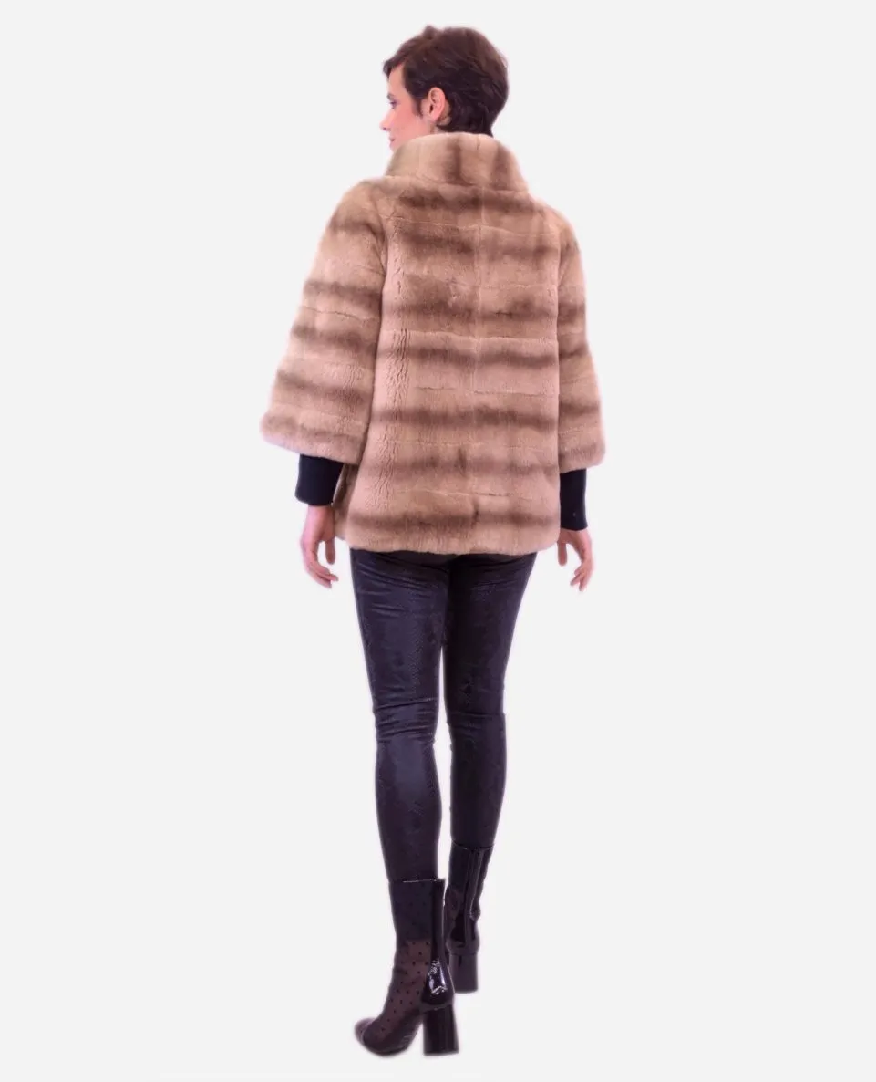 Chaqueta de mujer de pelo rex con manga francesa