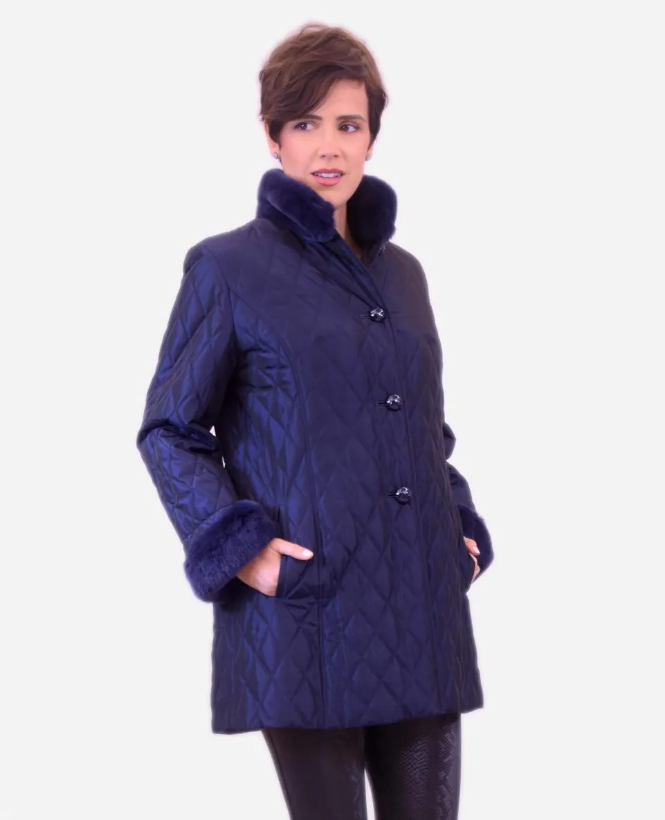 Chaqueta de mujer de pelo rex estilo Husky