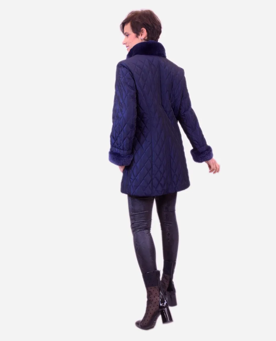 Chaqueta de mujer de pelo rex estilo Husky