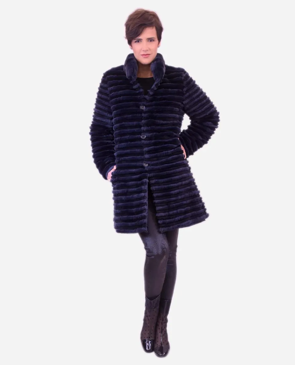 Chaqueta de mujer de pelo rex estilo linner