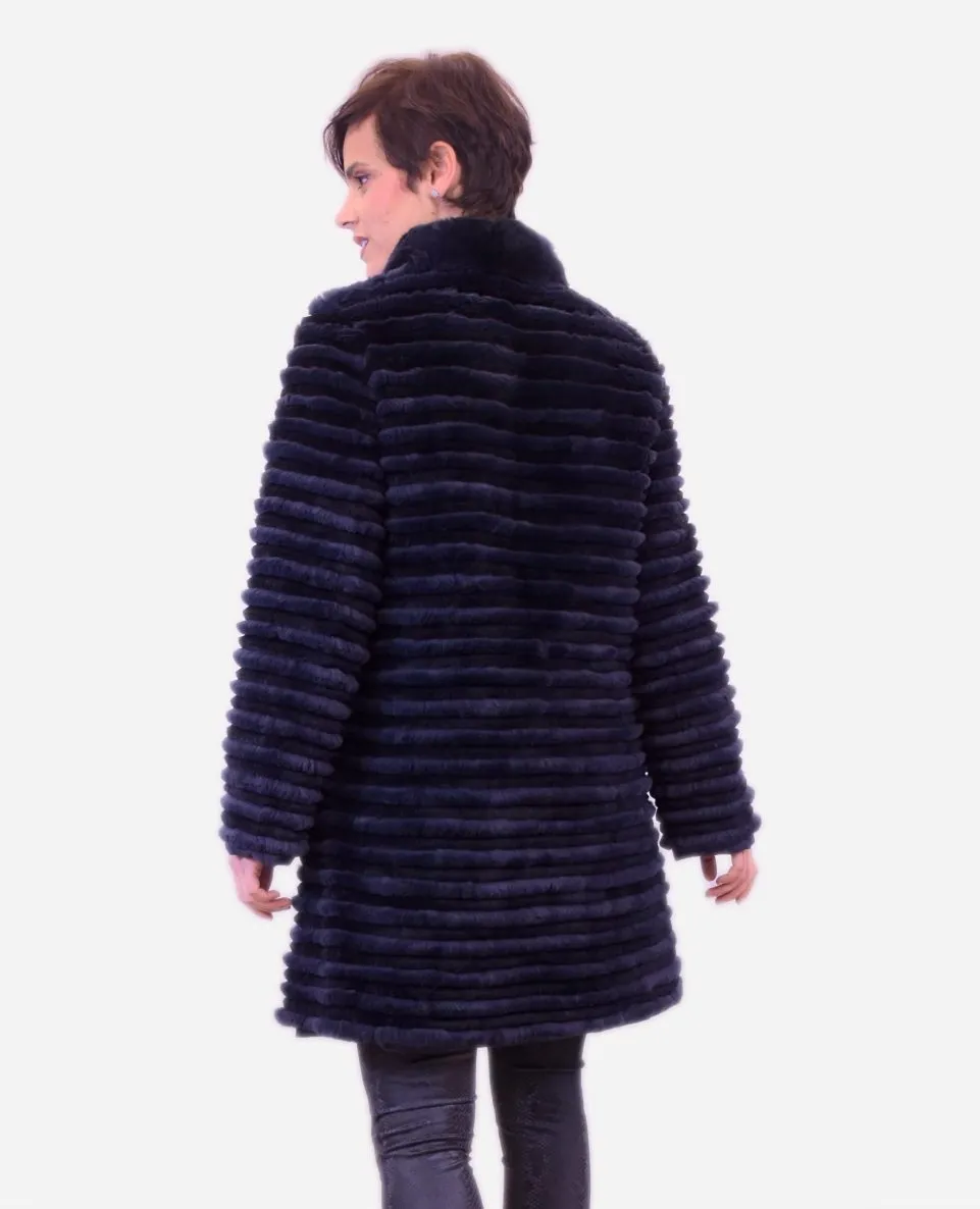 Chaqueta de mujer de pelo rex estilo linner