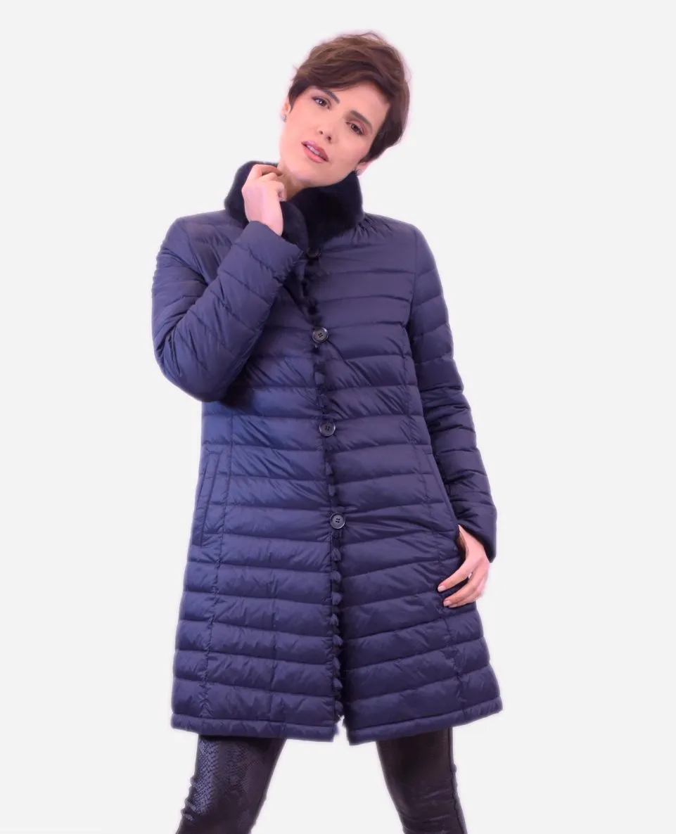Chaqueta de mujer de pelo rex estilo linner