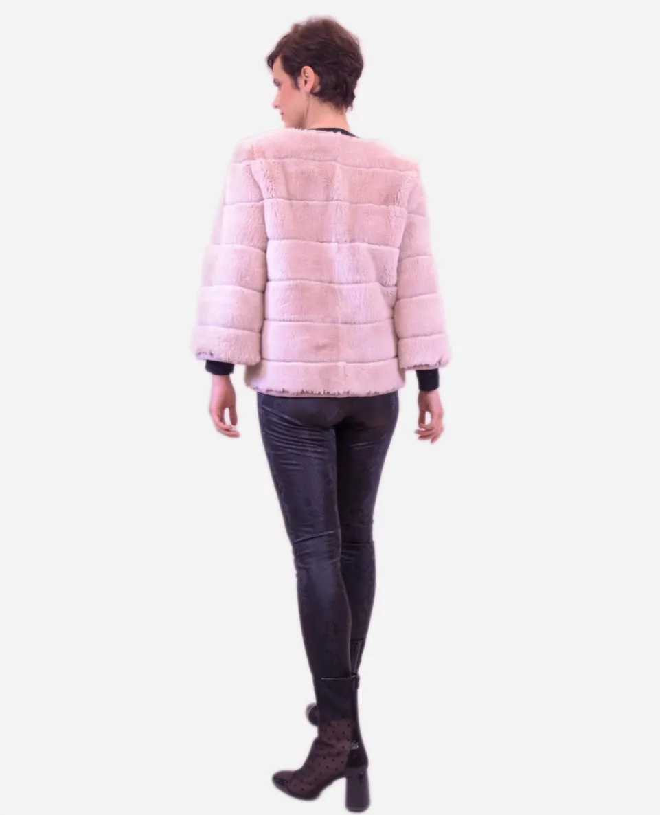 Chaqueta de mujer de pelo rex reversible con punto