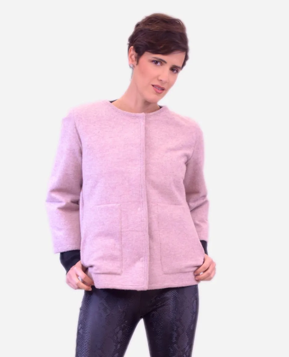 Chaqueta de mujer de pelo rex reversible con punto