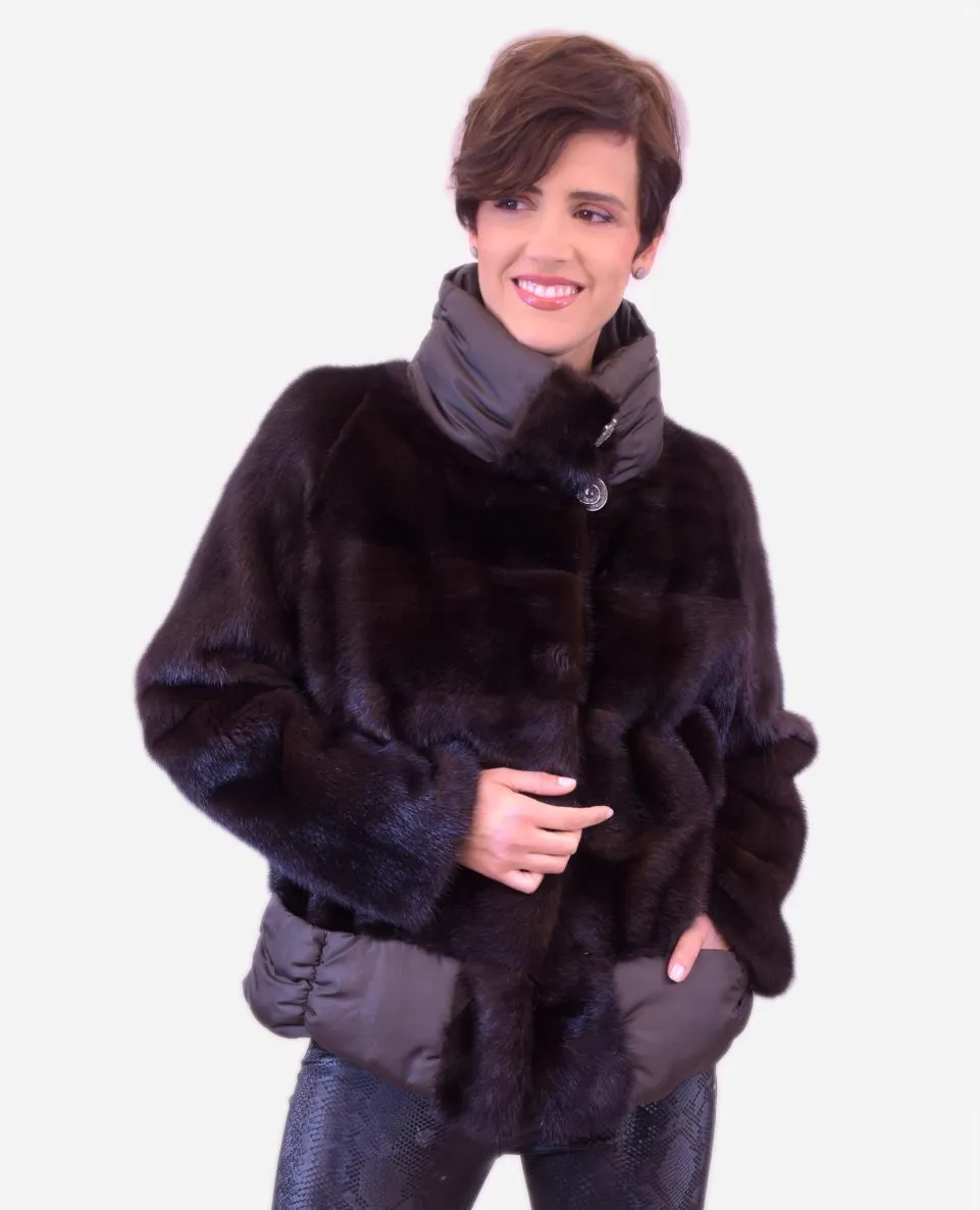 Chaqueta de pelo de mujer de visón acolchado