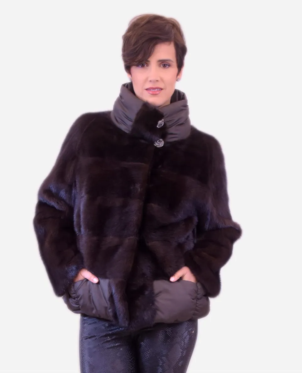 Chaqueta de pelo de mujer de visón acolchado