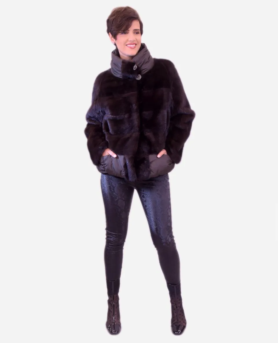 Chaqueta de pelo de mujer de visón acolchado
