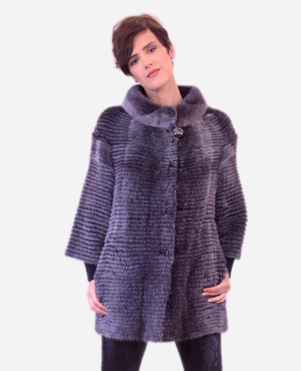 Chaqueta de pelo de mujer de visón con manga francesa