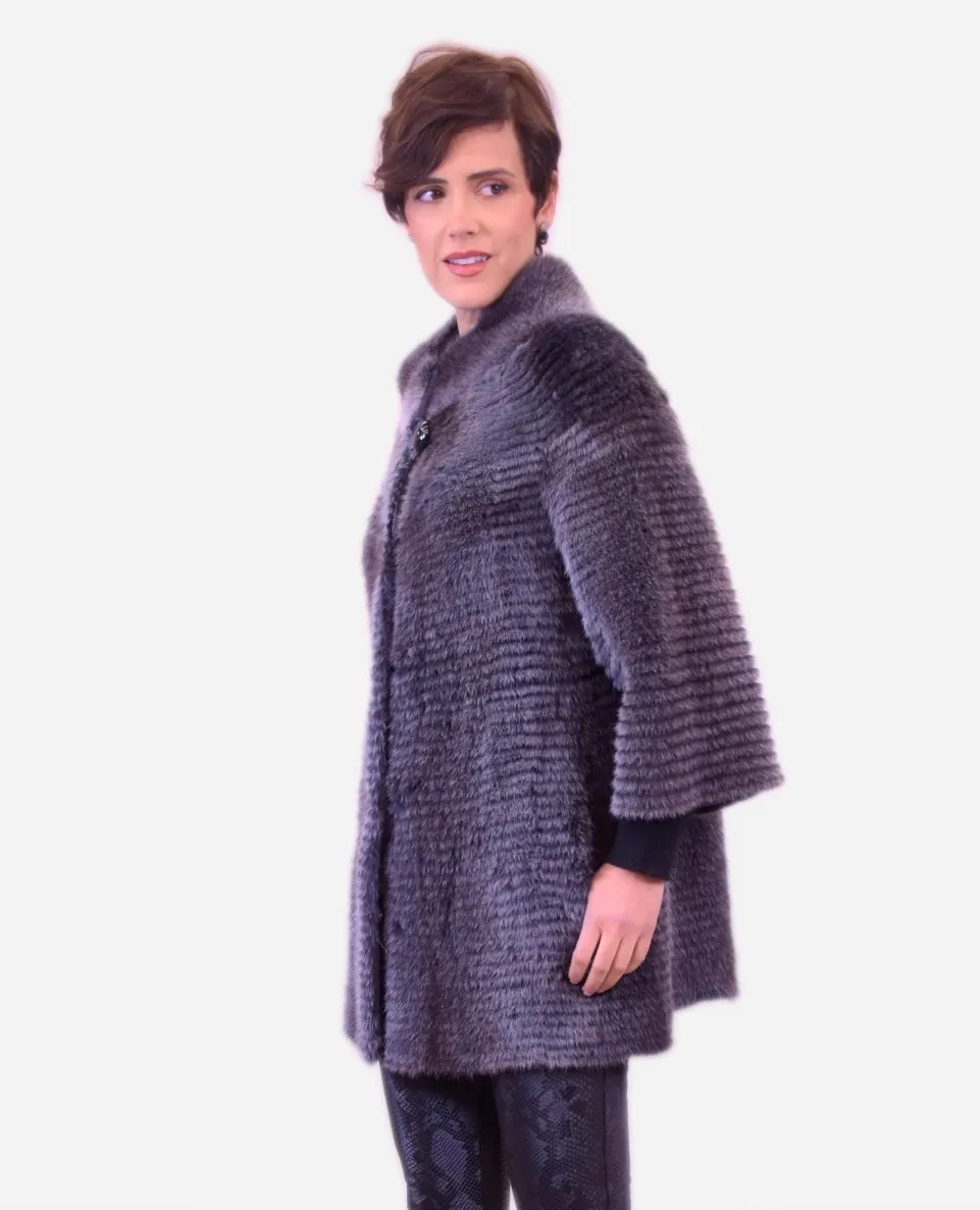 Chaqueta de pelo de mujer de visón con manga francesa