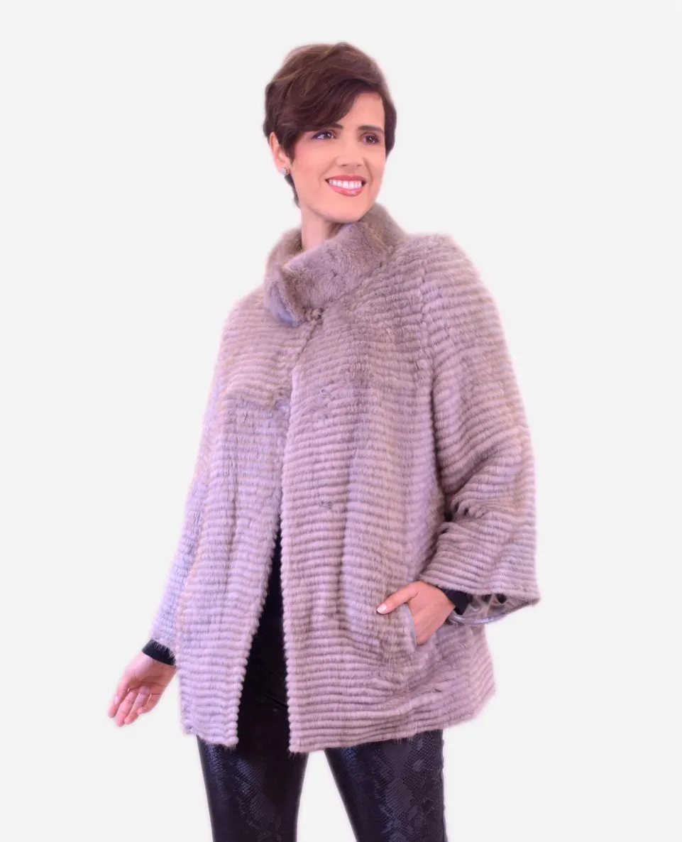 Chaqueta de pelo de mujer de visón y forro de punto