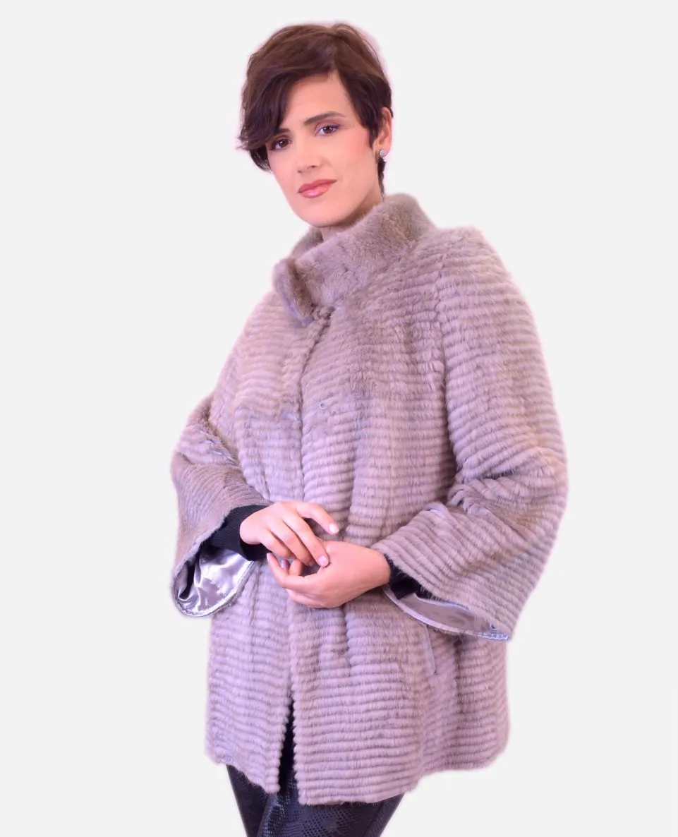 Chaqueta de pelo de mujer de visón y forro de punto