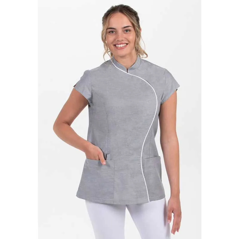 CHAQUETA GRIS CUELLO MAO ONDA  DYNEKE