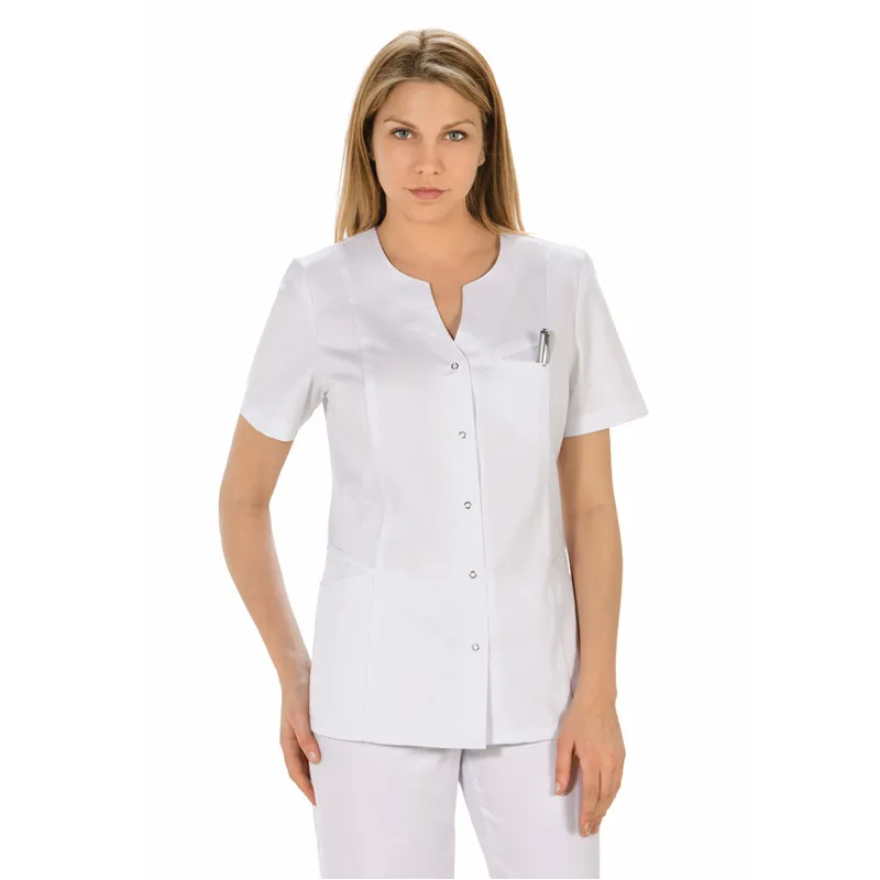 CHAQUETA LABORAL DE MUJER VIVOS BLANCOS MANGA CORTA  DYNEKE