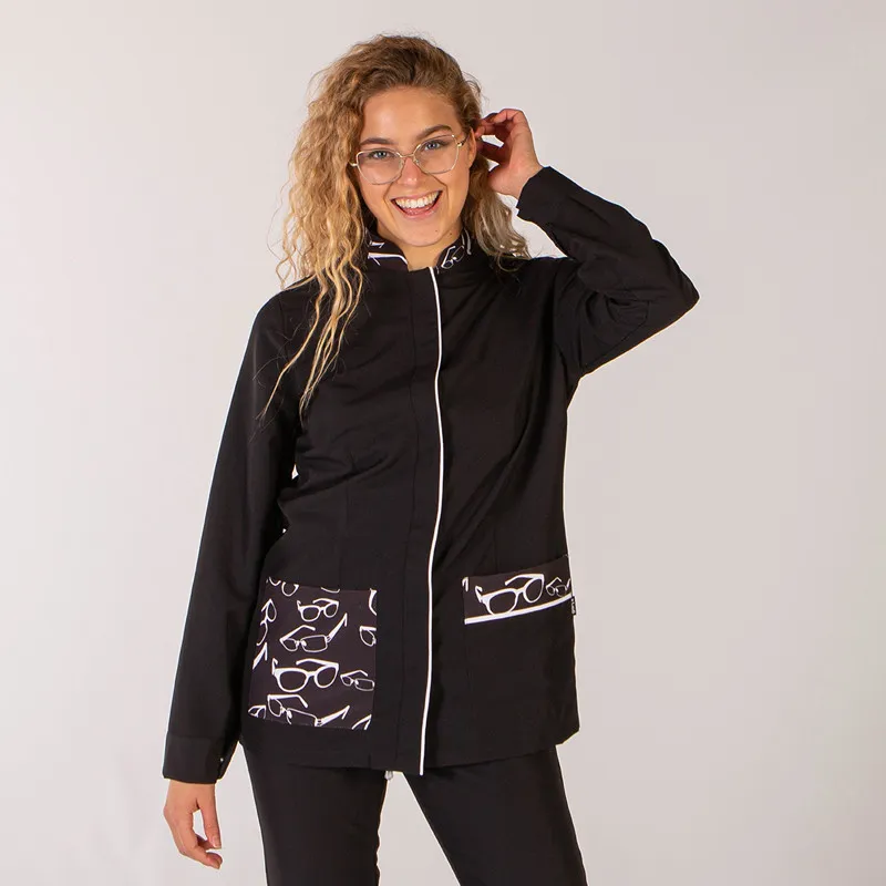 CHAQUETA PARA óPTICA MUJER DE MICROFIBRA NEGRA GALA  GARY'S
