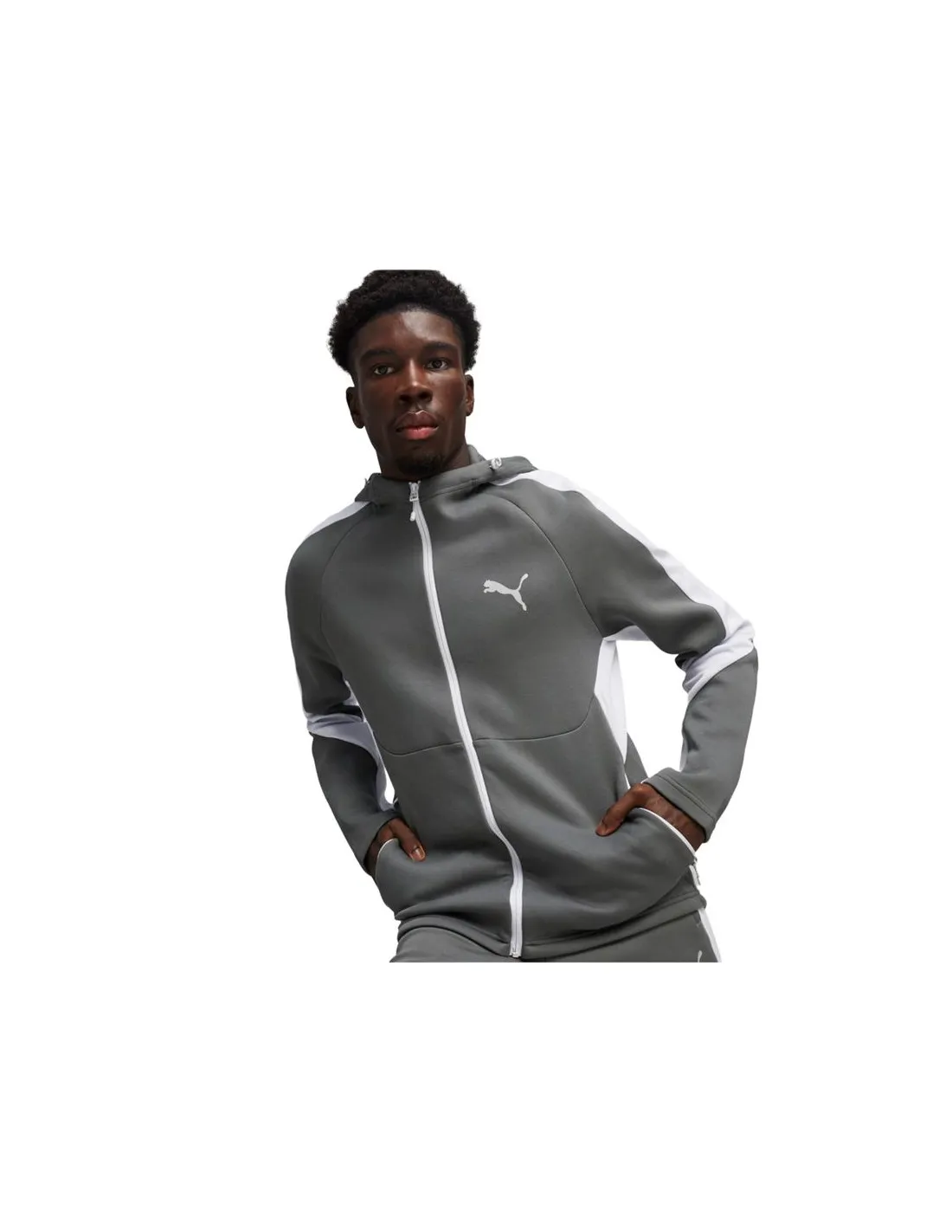 CHAQUETA PUMA EVOSTRIPE FULLZIP GRIS HOMBRE