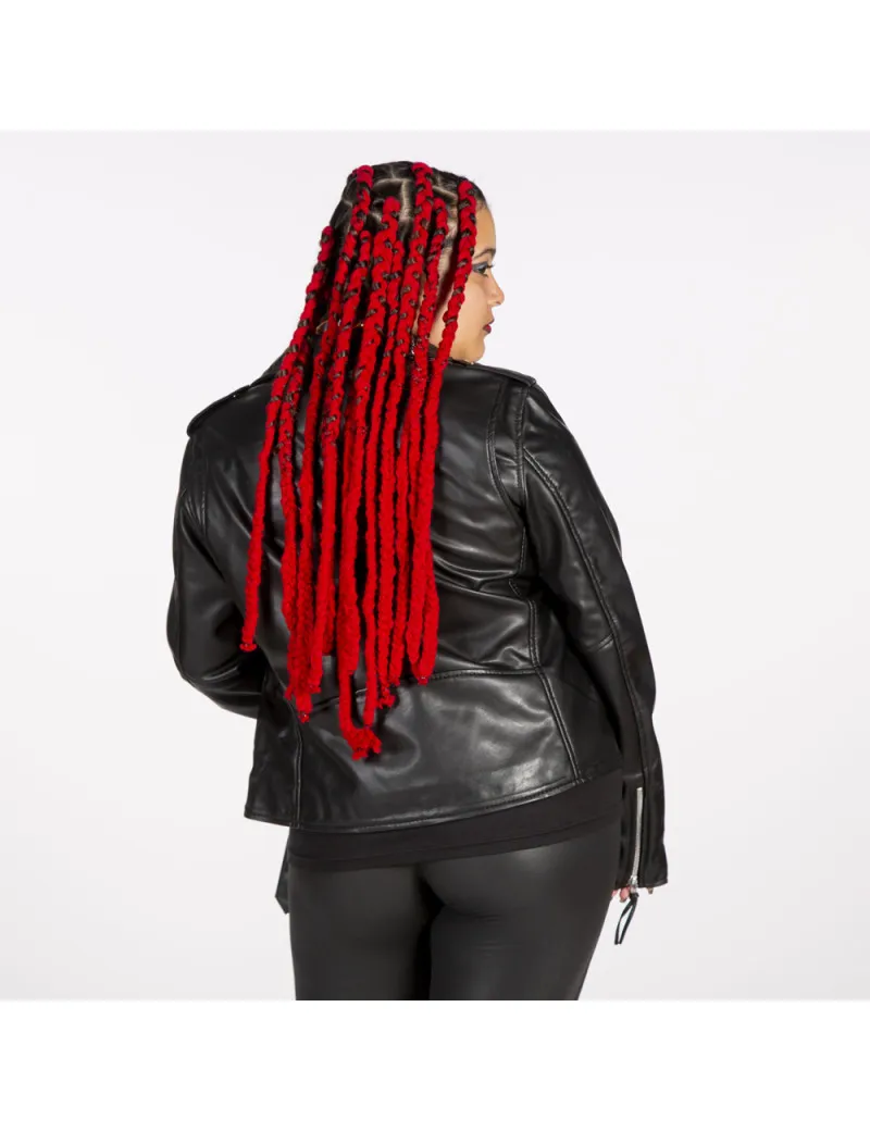 Chaqueta rockera de cuero negra para mujer