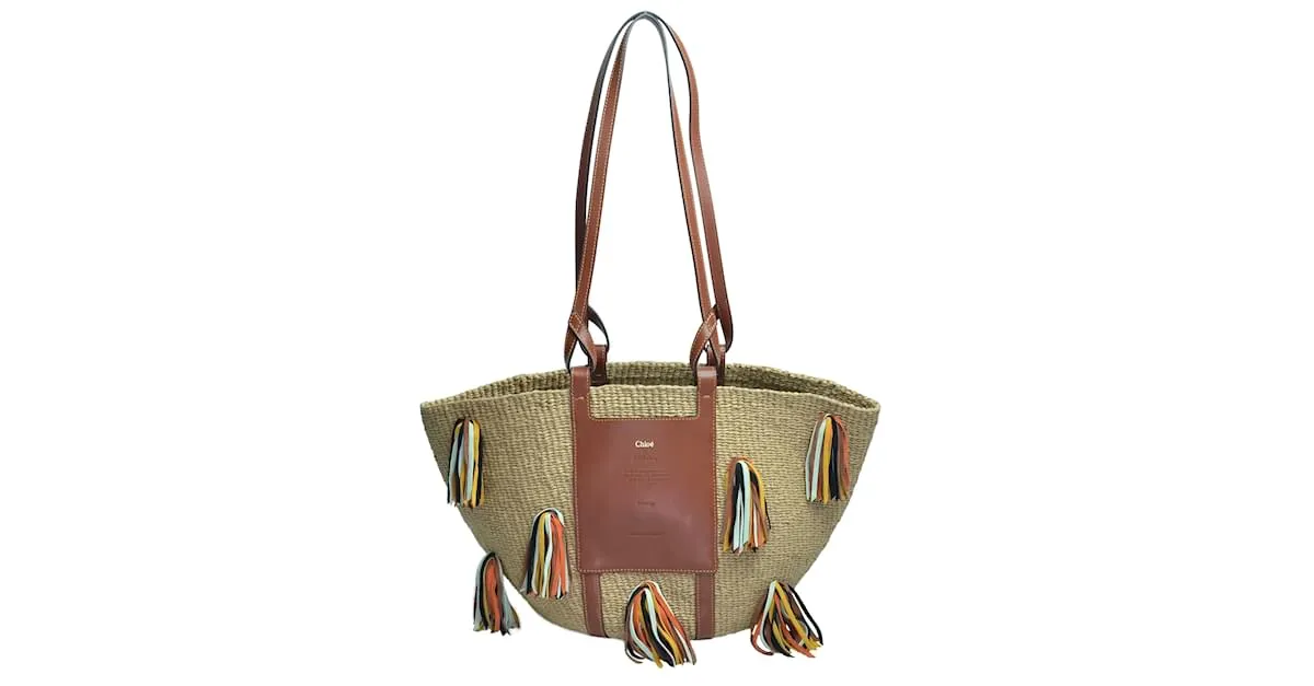 Chloé ChloeBolso tipo cesta grande con borlas marrón Castaño 