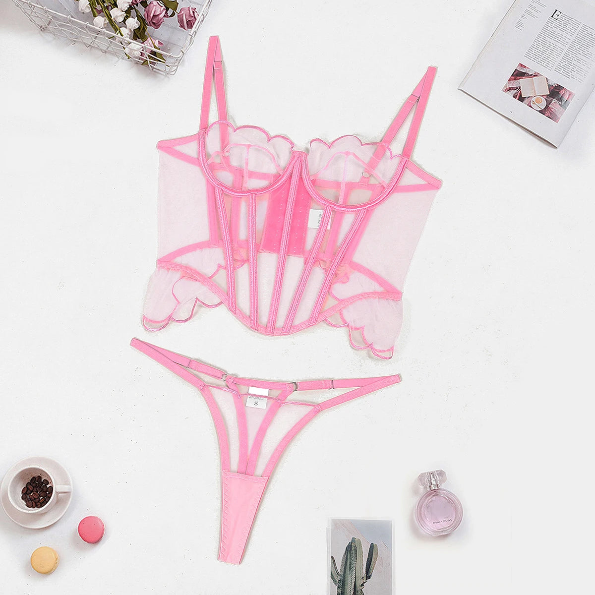 Conjunto de lencería con top estilo corsé