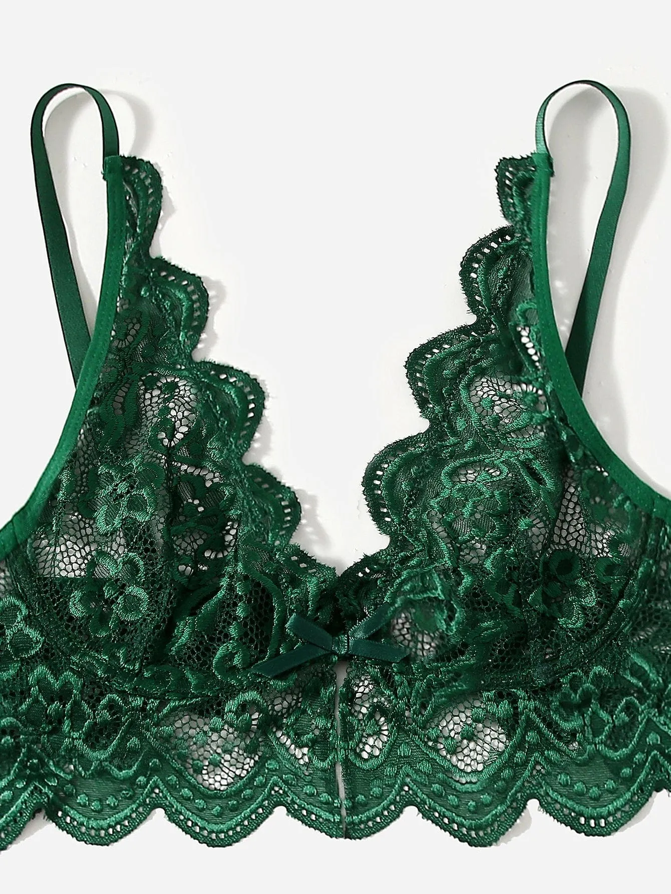 Conjunto de lencería de encaje verde