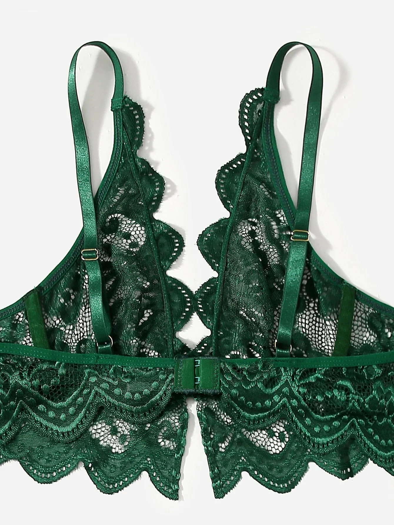 Conjunto de lencería de encaje verde