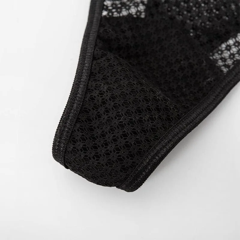 Conjunto de lencería de rejilla con ligas